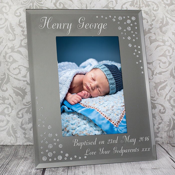 Personalised Any Message 6x4 Inch Diamante Glass Photo Frame