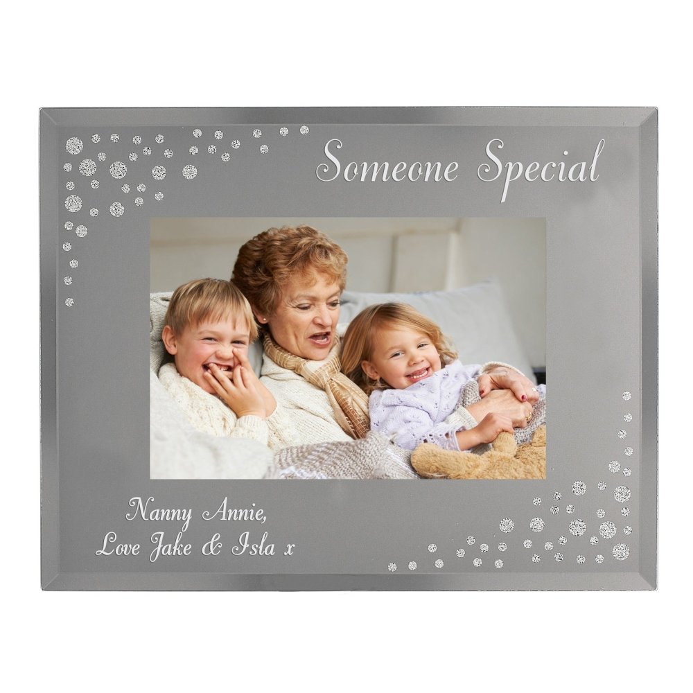 Personalised Any Message 6x4 Inch Landscape Diamante Glass Photo Frame