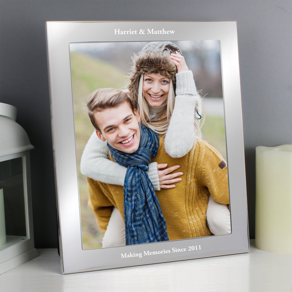 Personalised Any Message 8x10 Inch Silver Photo Frame