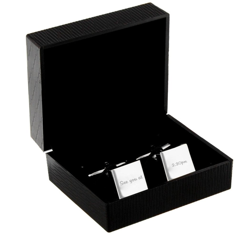 Personalised Any Message Square Cufflinks - 1 Line