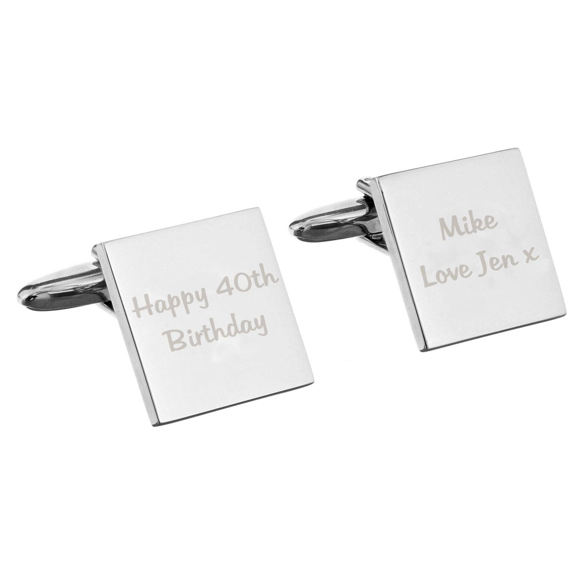 Personalised Any Message Square Cufflinks - 2 Lines