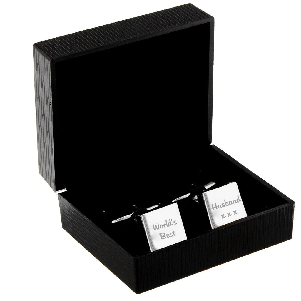 Personalised Any Message Square Cufflinks - 2 Lines