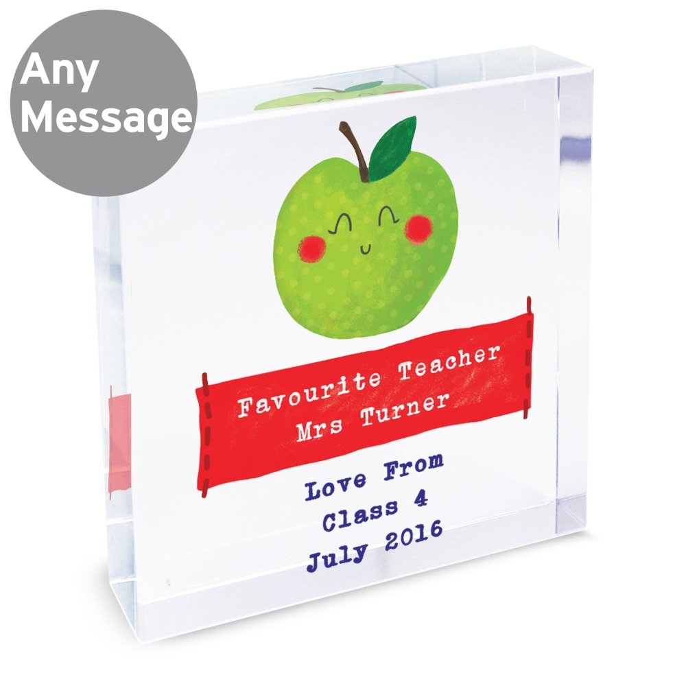 Personalised Apple For The Teacher Large Crystal Token