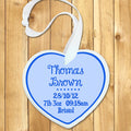 Personalised Personalised Baby Birth Date Heart Keepsake in Blue