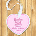 Personalised Personalised Baby Birth Date Heart Keepsake in Pink