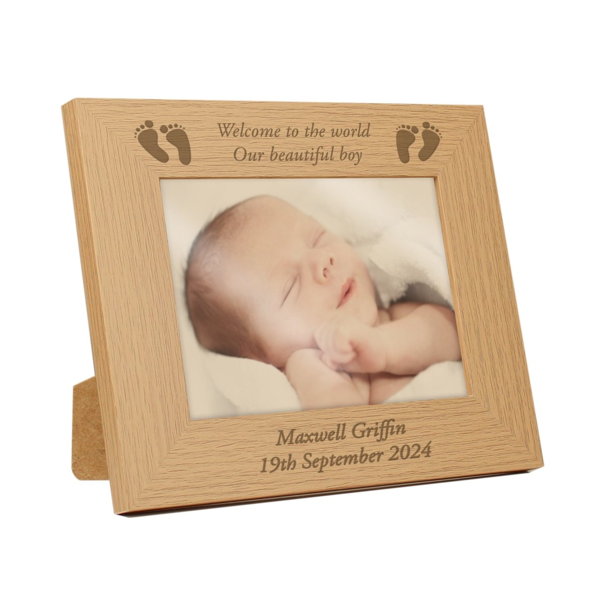 Personalised Baby Feet 7x5 Inch Landscape Wooden Photo Frame