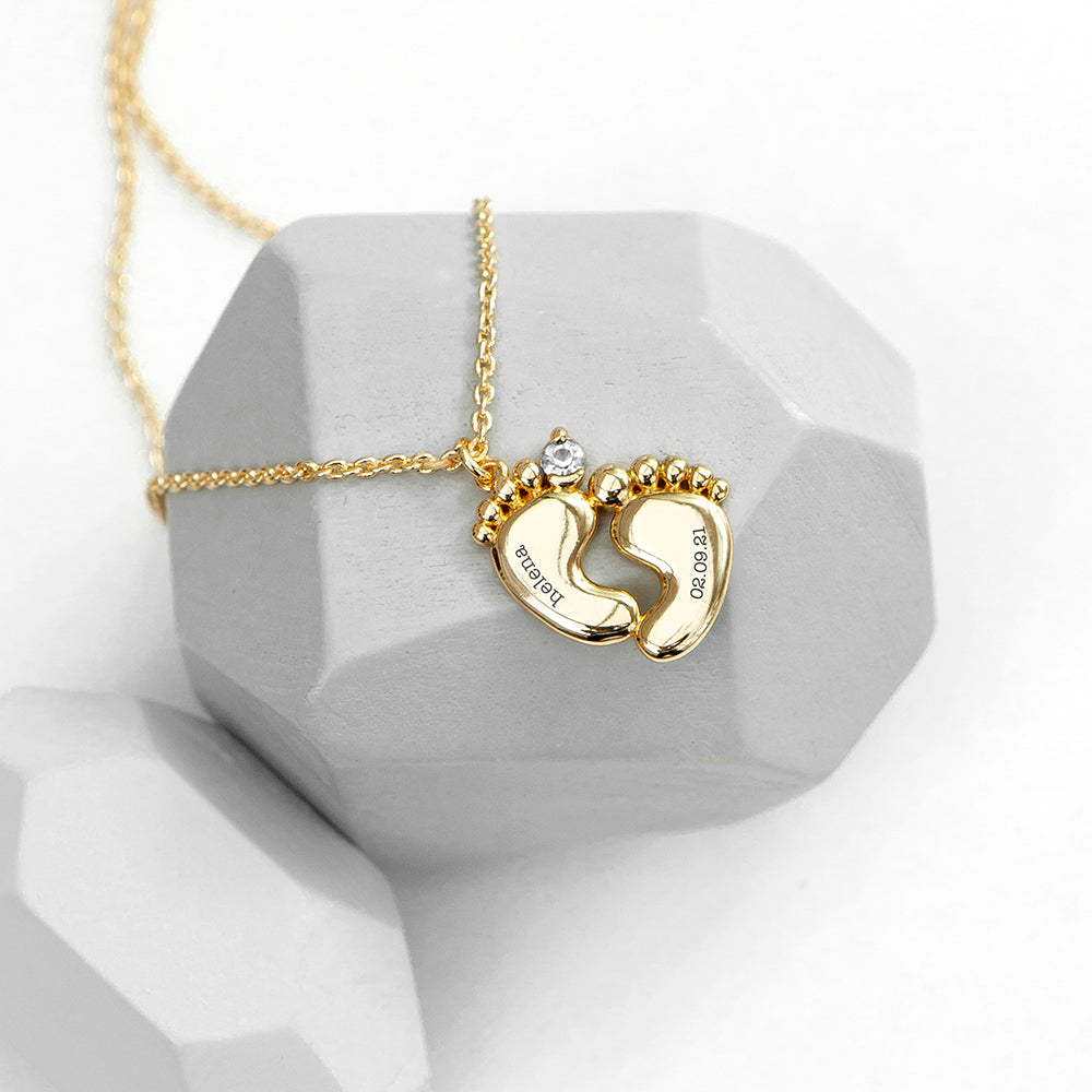 Personalised Personalised Baby Feet Plated Necklace