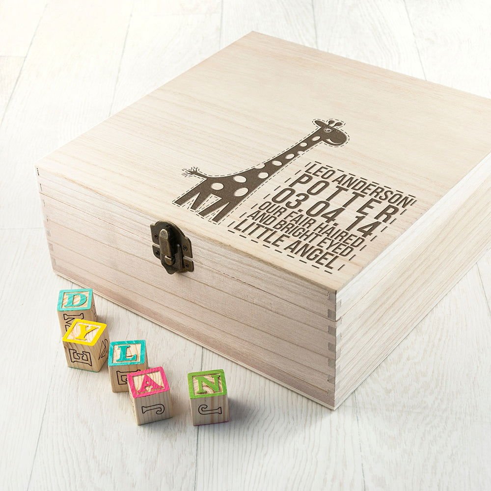 Personalised Baby Giraffe Keepsake Box