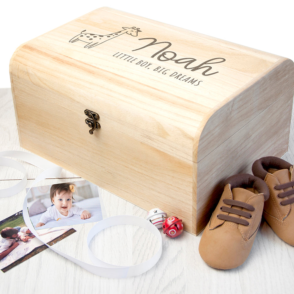 Personalised Personalised Baby Giraffe Keepsake Wooden Chest