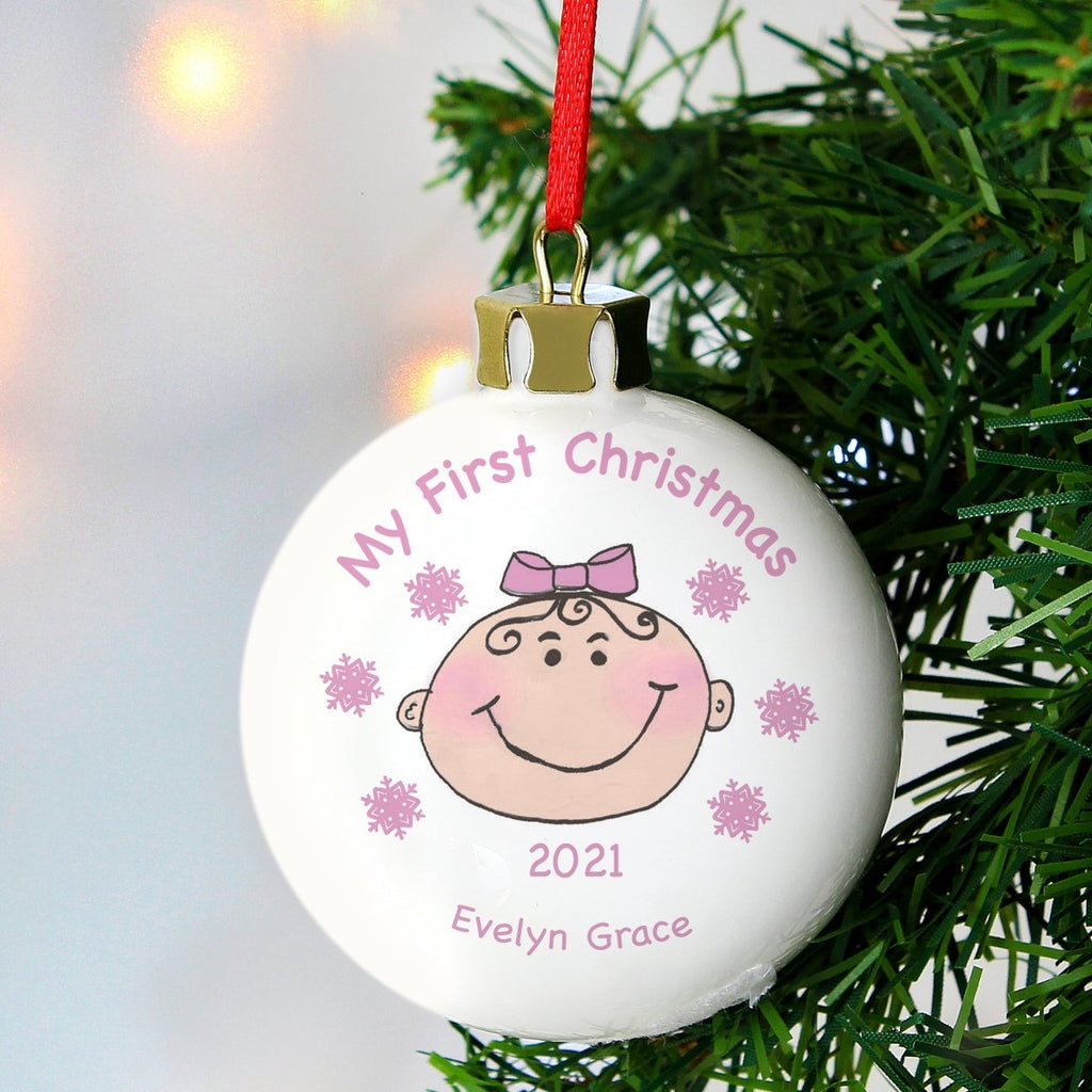 Personalised Baby Girl My First Christmas Bauble