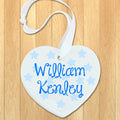 Personalised Personalised Baby Name Heart Keepsake in Blue