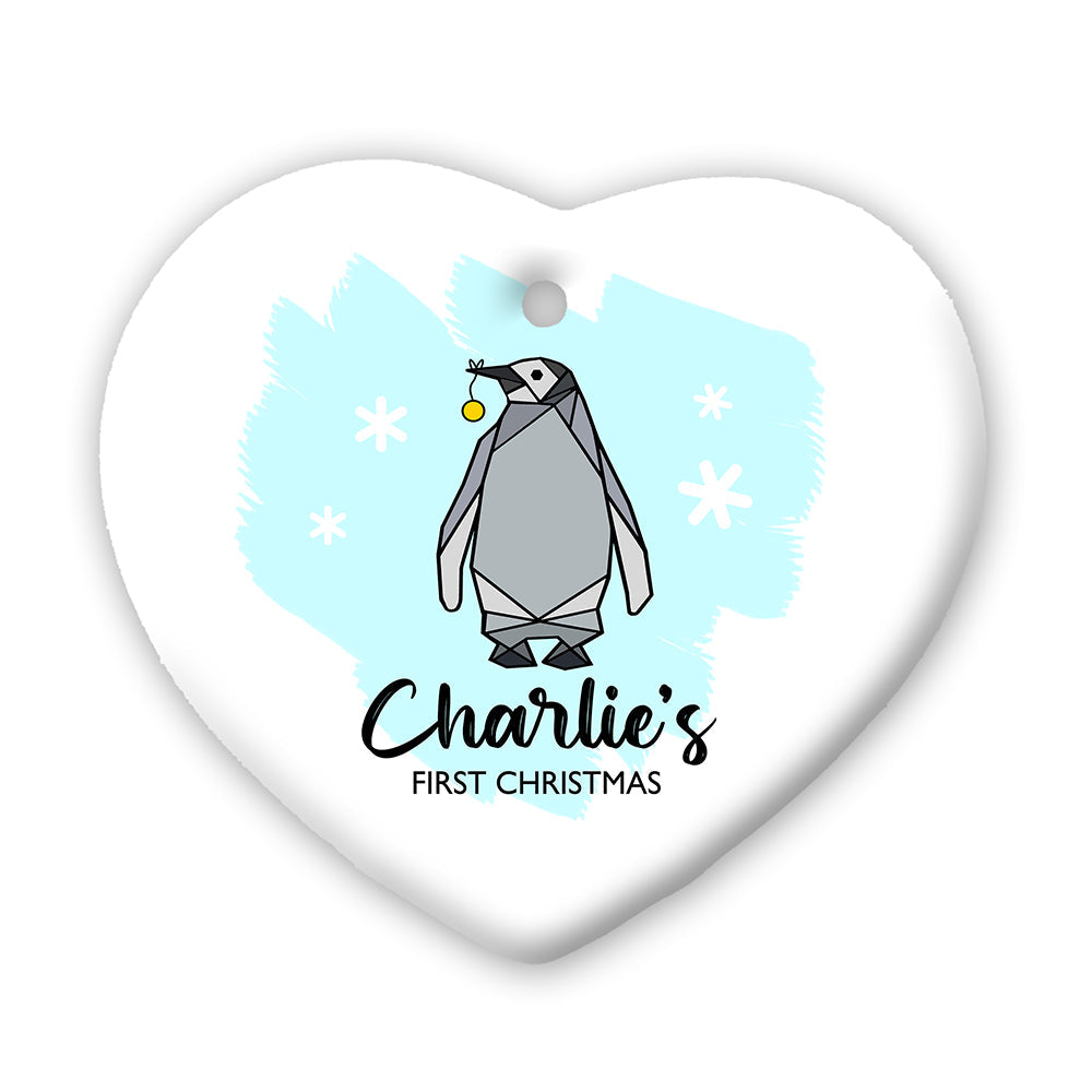 Personalised Personalised Baby Penguin Heart Decoration