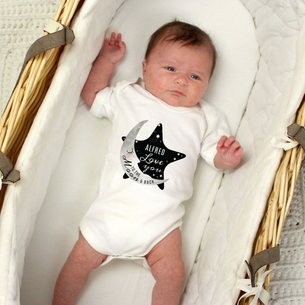 Personalised Baby To The Moon And Back 0-3 Months Baby Vest
