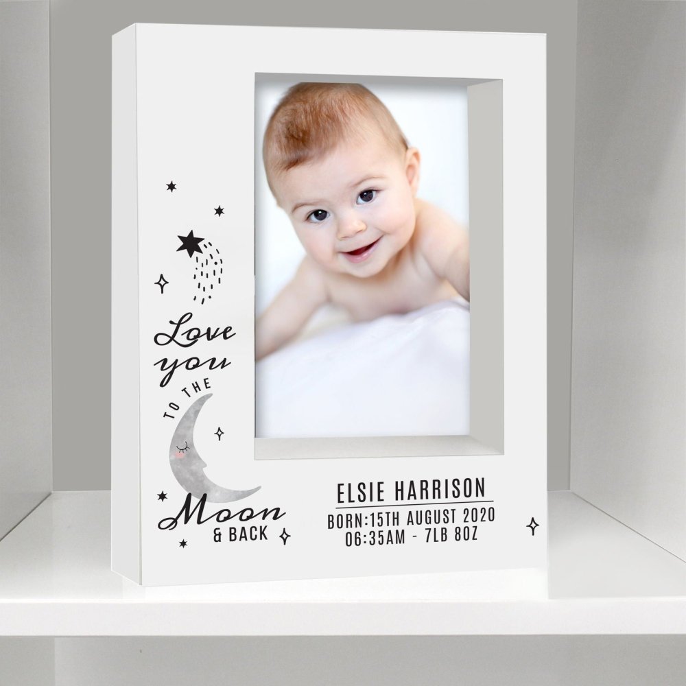 Personalised Baby To The Moon And Back 5x7 Inch Box Photo Frame