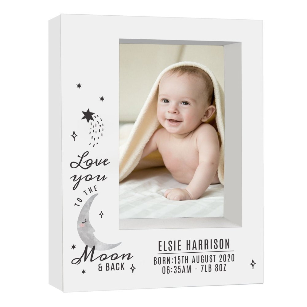 Personalised Baby To The Moon And Back 5x7 Inch Box Photo Frame