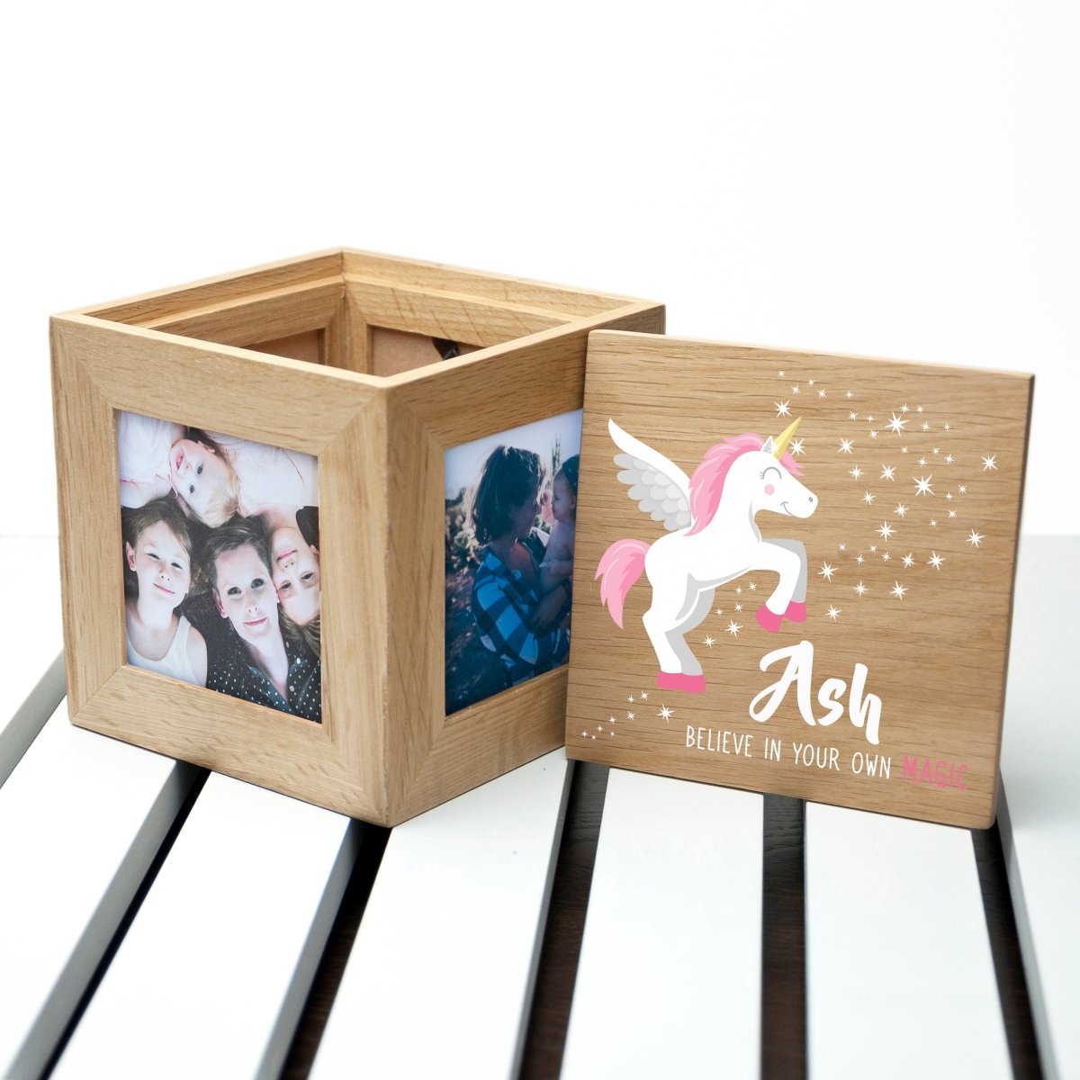 Personalised Baby Unicorn Photo Cube