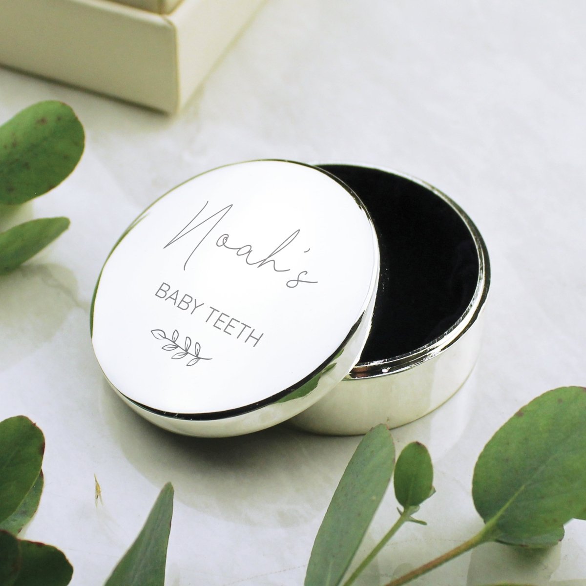 Personalised Baby's First Tooth Or Hair Curl Trinket Box