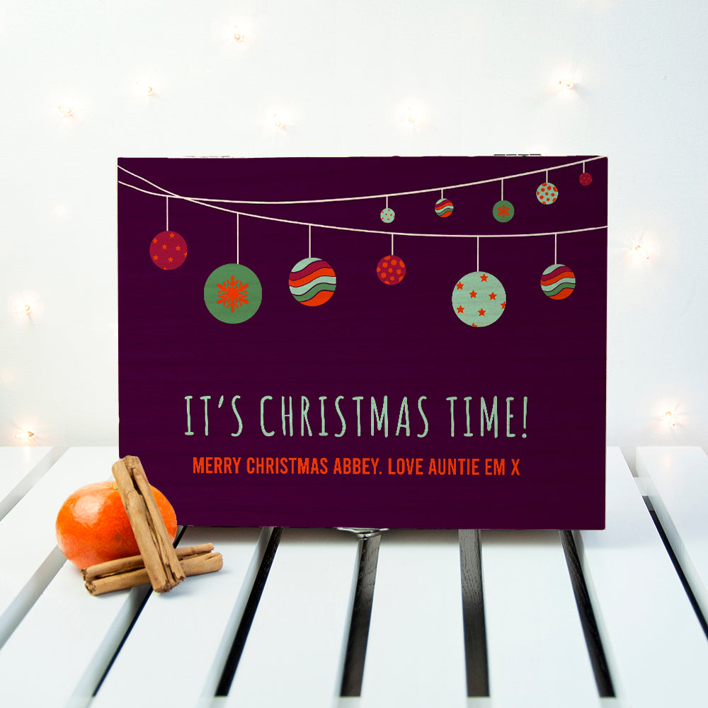 Personalised Personalised Baubles Christmas Tea Box