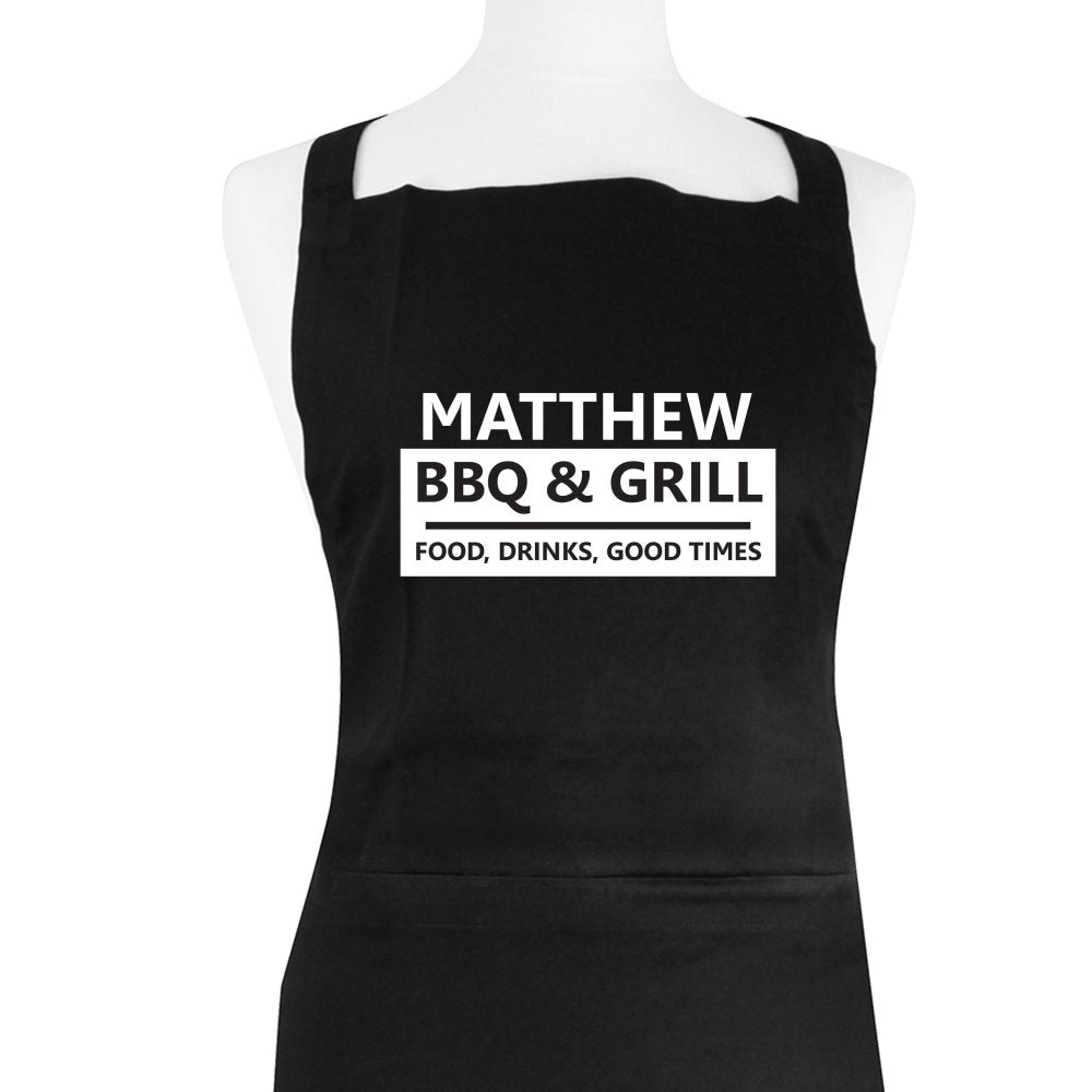 Personalised Bbq & Grill Black Apron