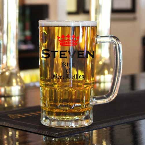 Personalised Beer Belly Dad Glass Tankard