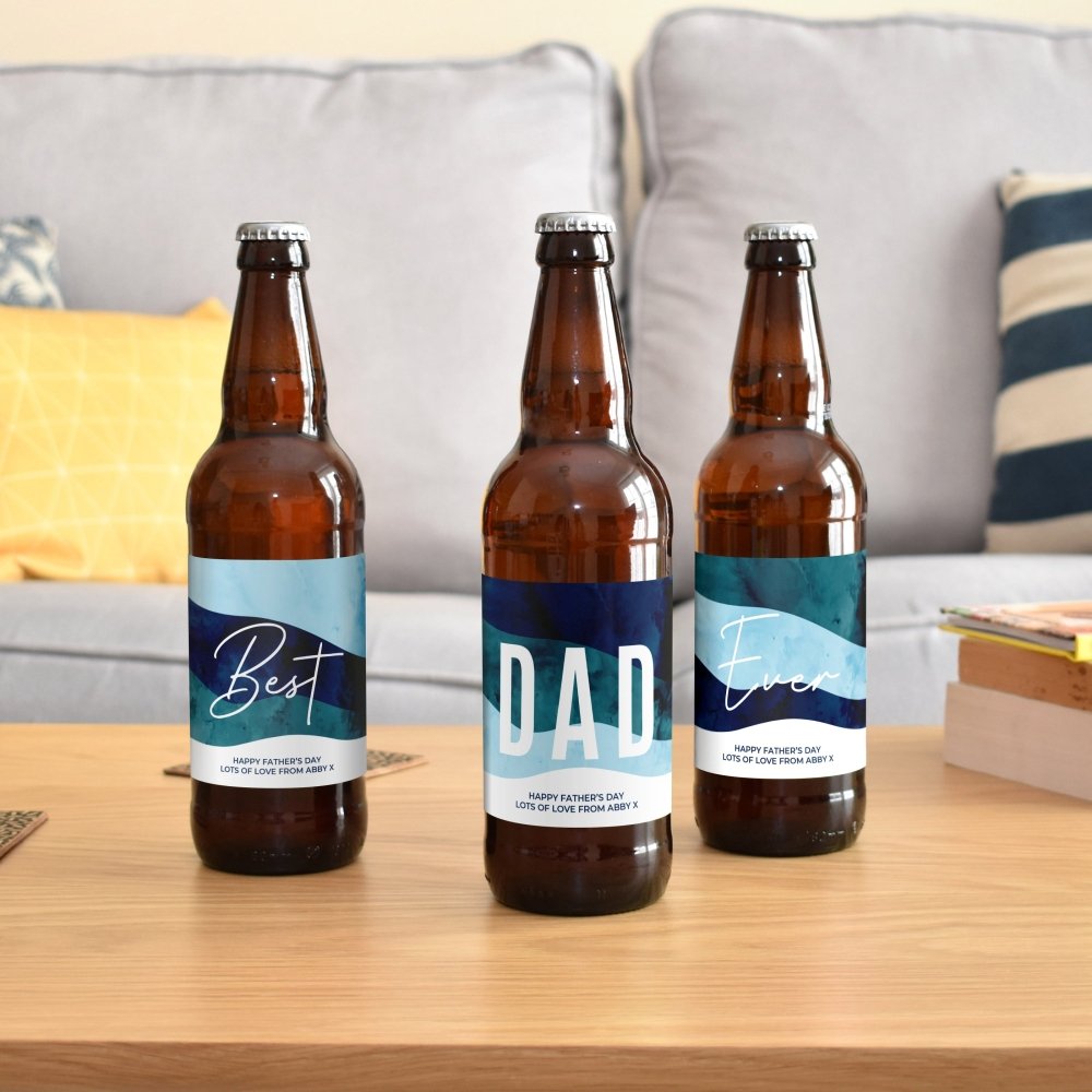 Personalised Best Dad Ever Pack Of 3 Beer