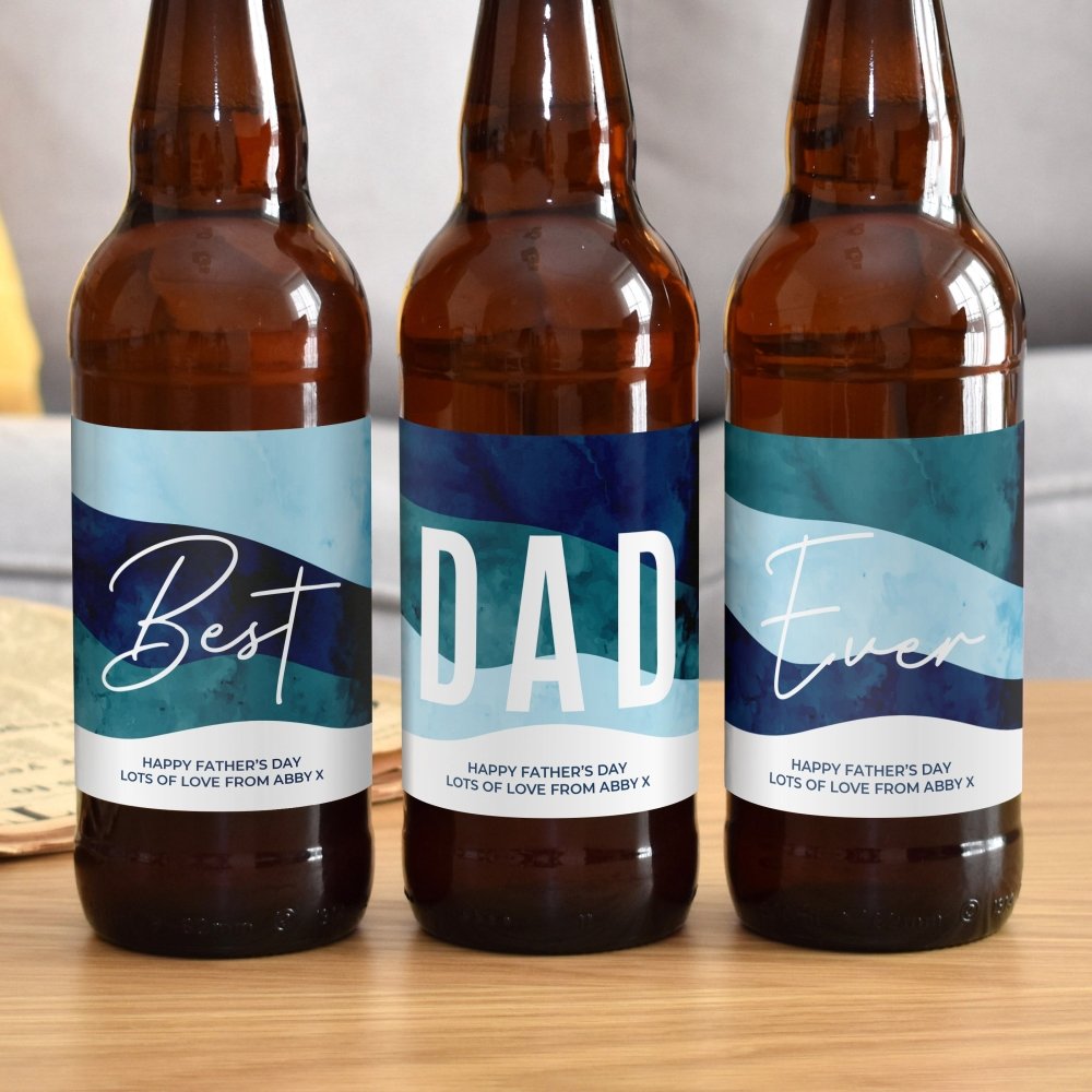 Personalised Best Dad Ever Pack Of 3 Beer