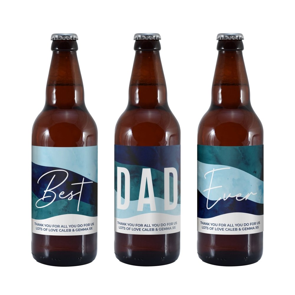 Personalised Best Dad Ever Pack Of 3 Beer
