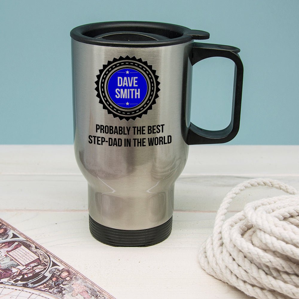 Personalised Best Step Dad Stainless Steel Travel Mug