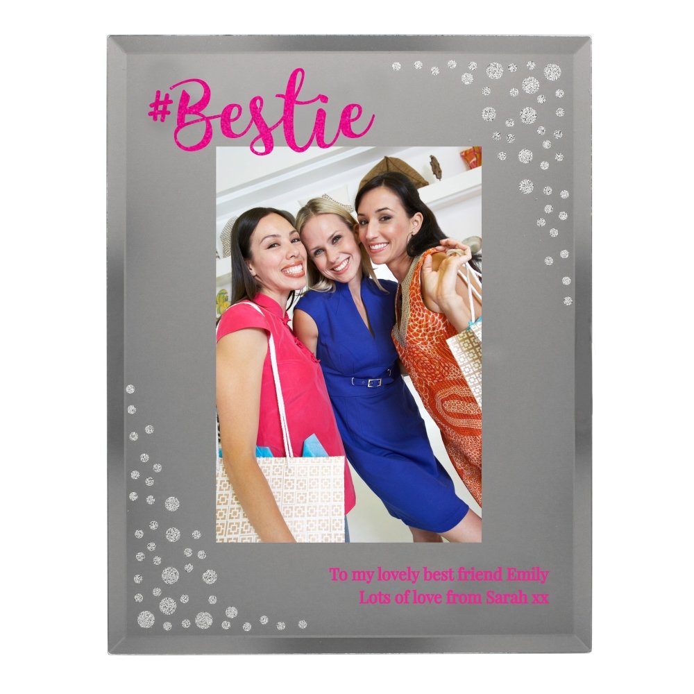Personalised Bestie 6x4 Inch Diamante Glass Photo Frame