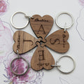 Personalised Besties Lucky Clover Wooden Keyring