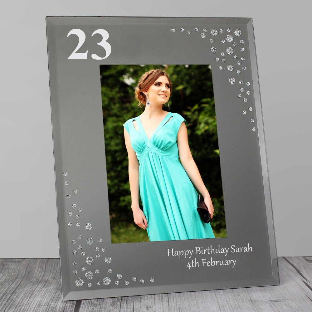 Personalised Big Age 4x6 Inch Diamante Glass Photo Frame