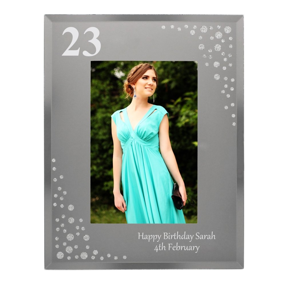 Personalised Big Age 6x4 Inch Diamante Glass Photo Frame