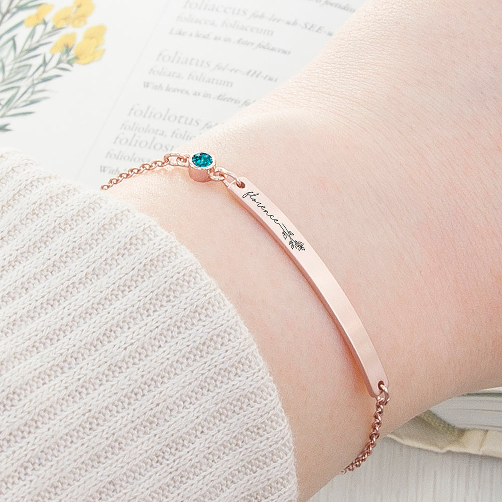 Personalised Personalised Birth Flower Swarovski Crystal Rose Gold Bracelet