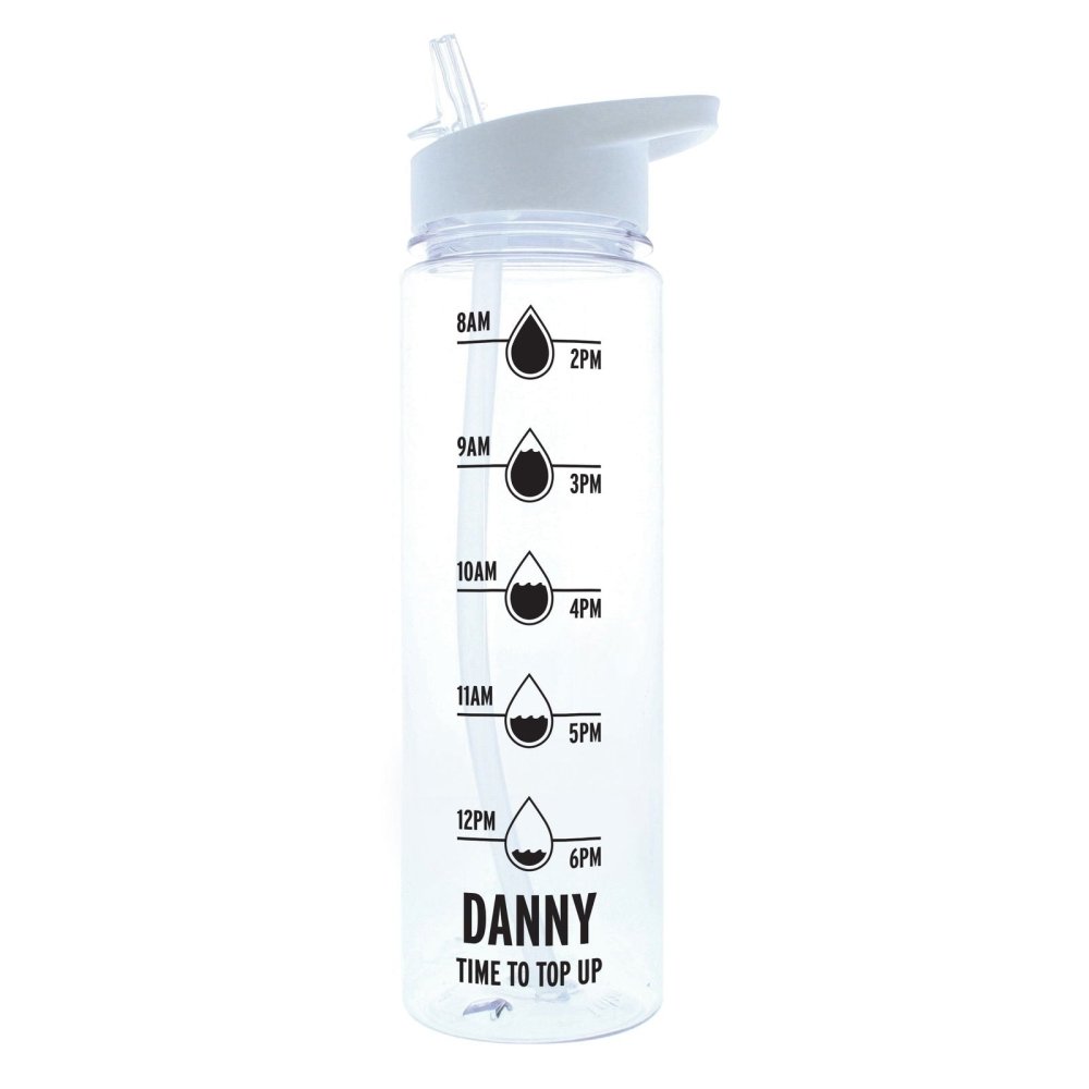 Personalised Black 'Hydration Tracker' Island Water Bottle