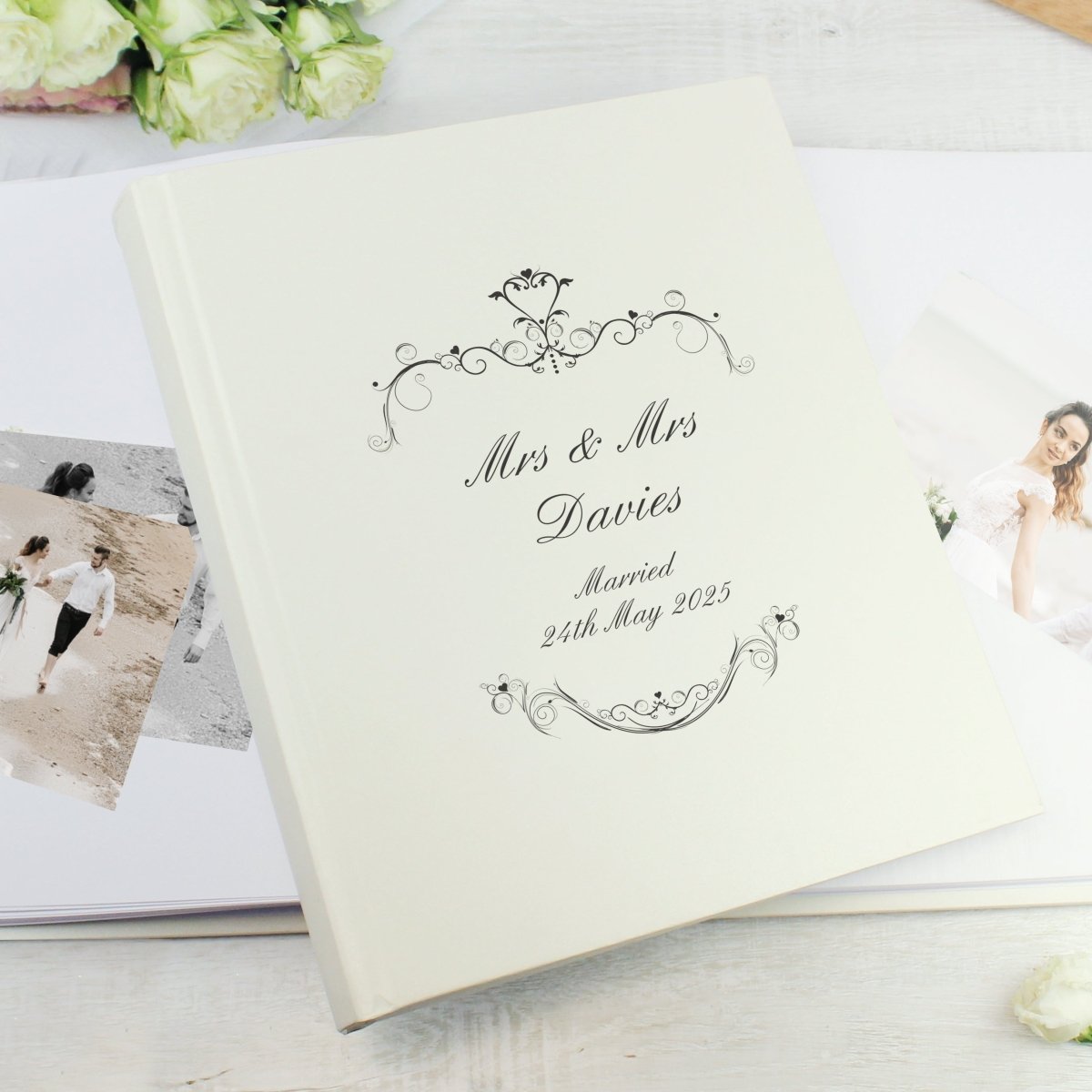 Personalised Black Ornate Swirl Traditional Album