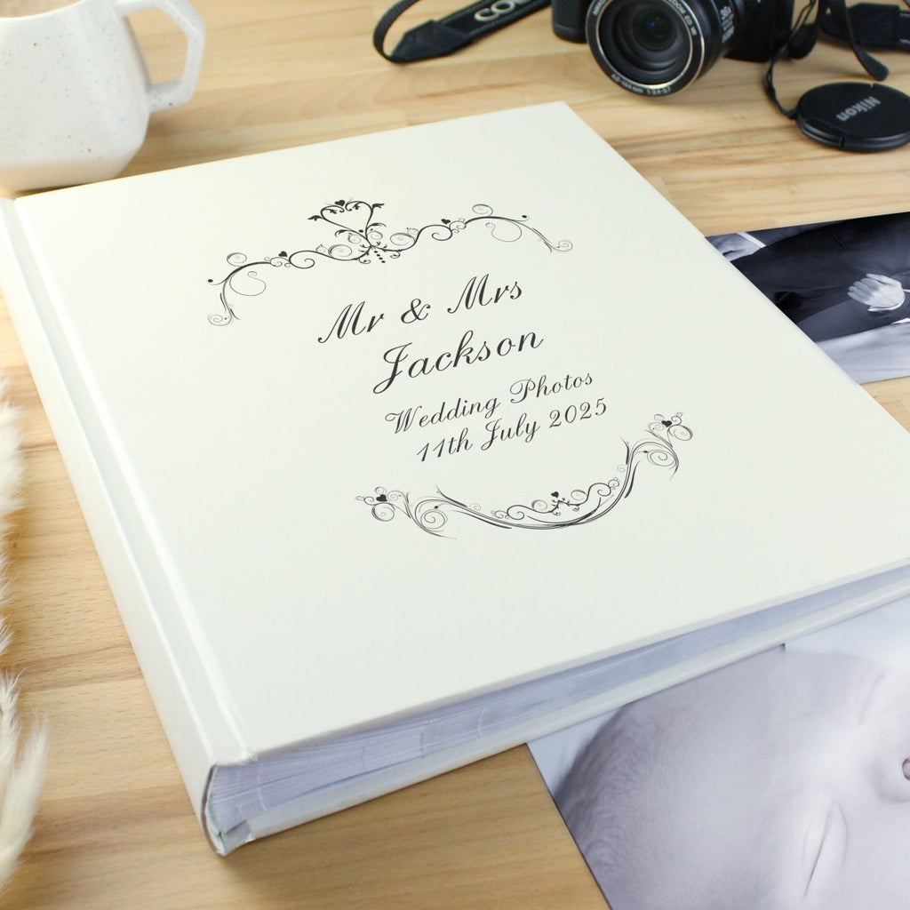Personalised Black Ornate Swirl Traditional Album