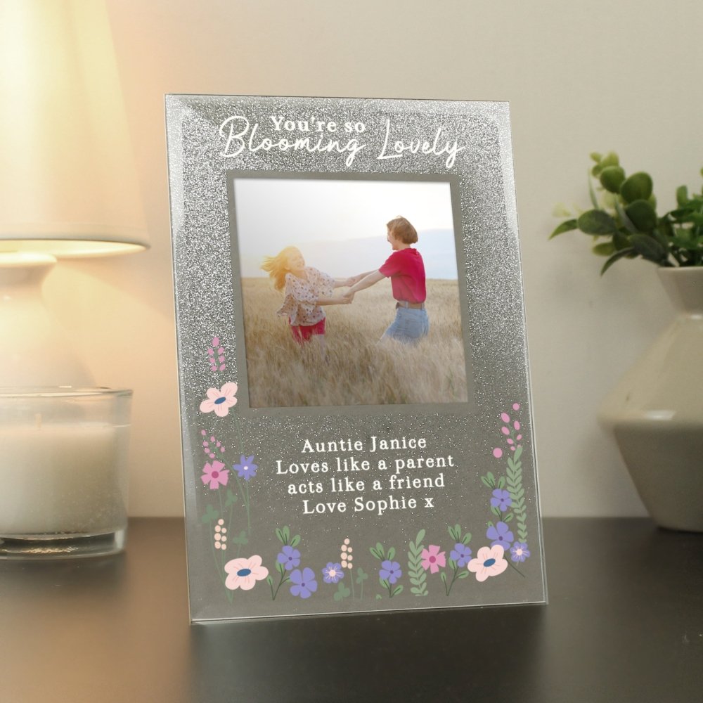 Personalised Blooming Lovely 6x4 Inch Glitter Photo Frame