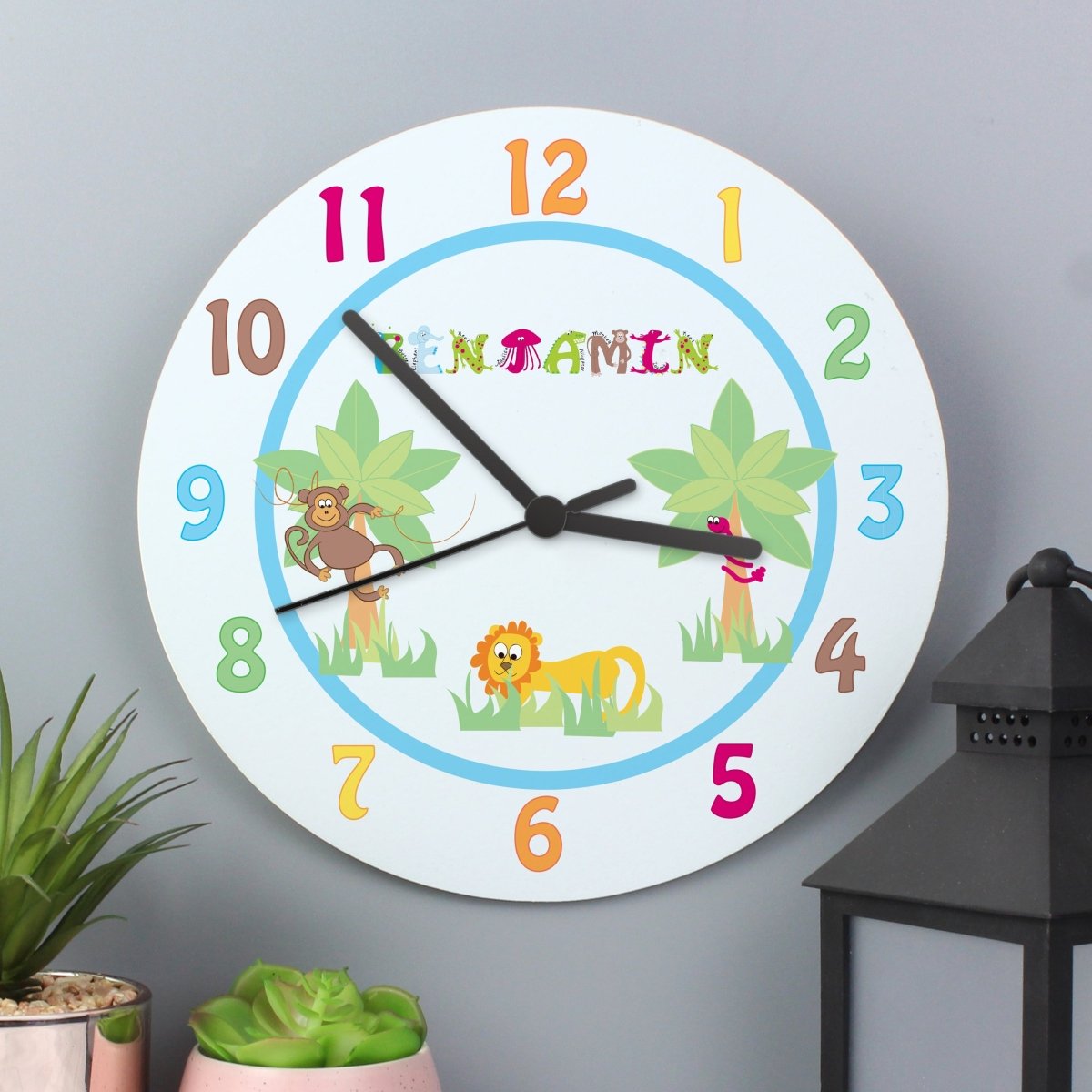 Personalised Blue Animal Alphabet Clock