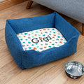 Personalised Personalised Blue Comfort Dog Bed with Hearts Design
