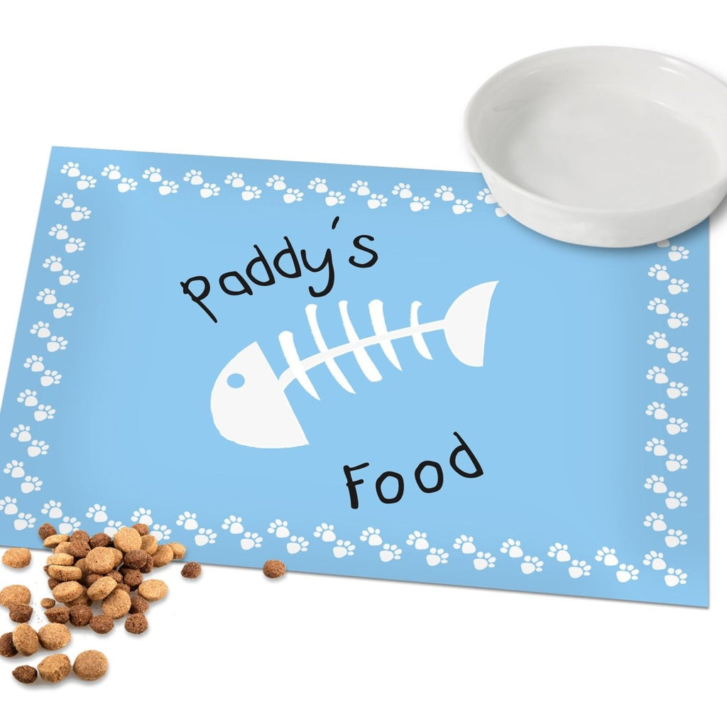 Personalised Blue Fish Bone Cat Placemat