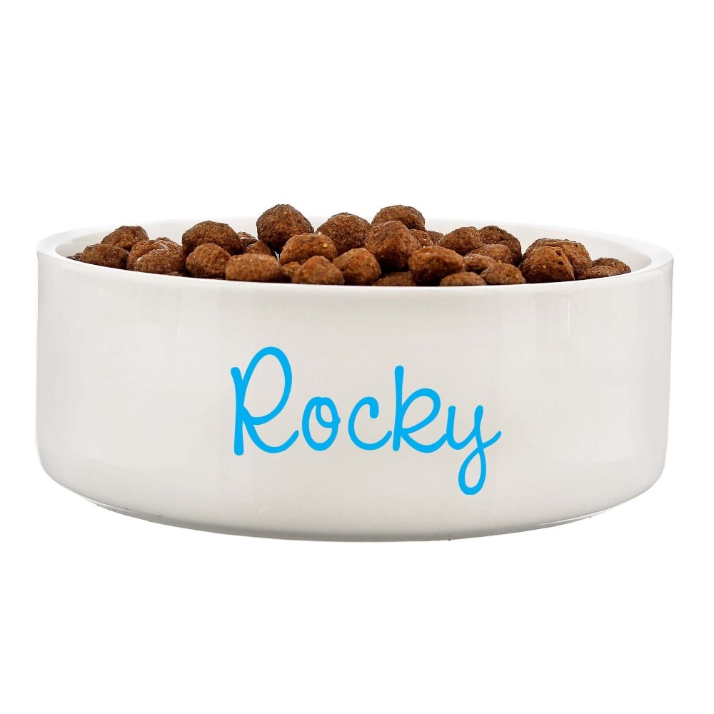 Personalised Blue Name 14Cm Medium Pet Bowl For Dogs And Cats
