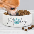 Personalised Blue Paw Print Name 14Cm Medium Pet Bowl