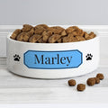 Personalised Blue Plaque 14Cm Medium Pet Bowl