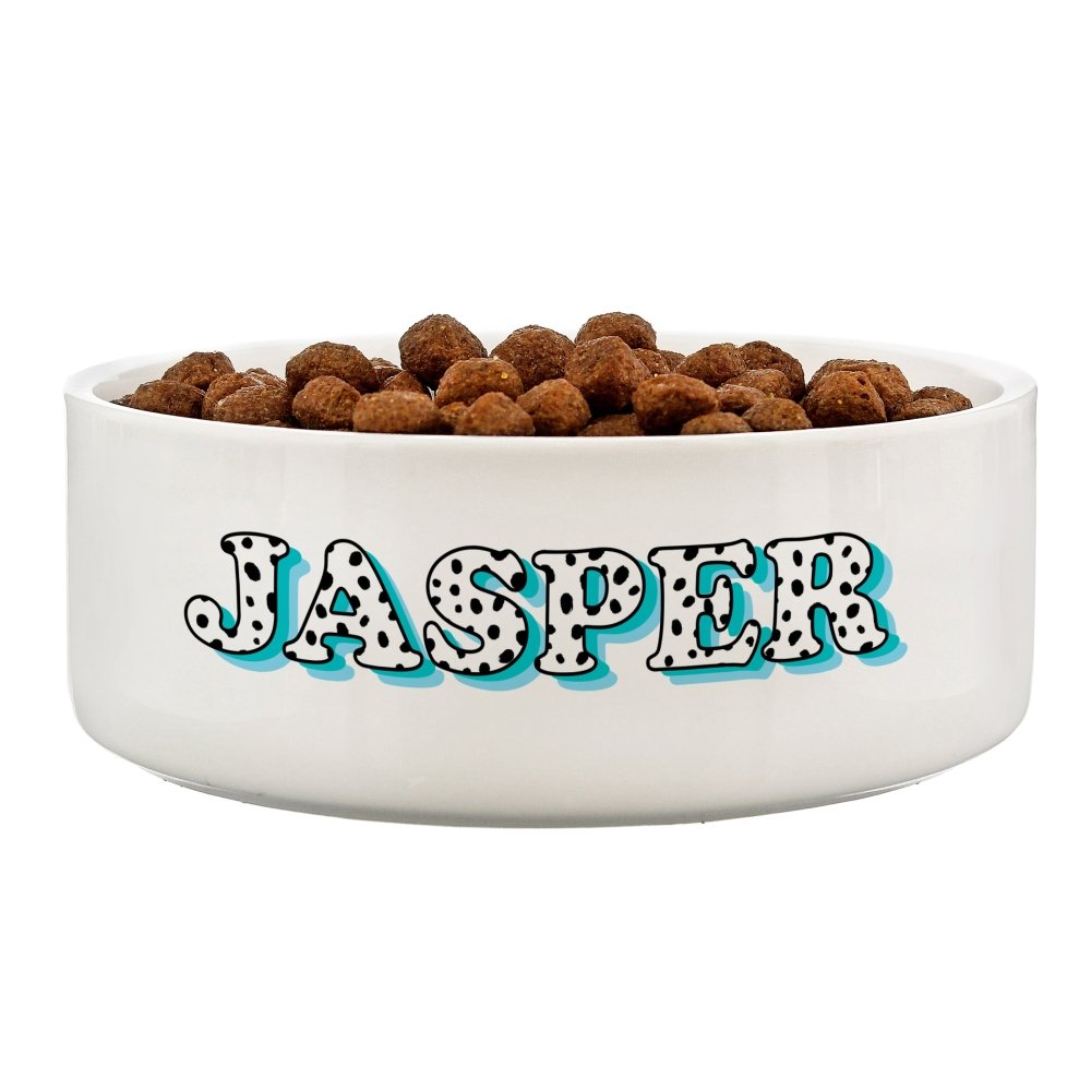 Personalised Blue Spots Name 14Cm Medium Pet Bowl For Dogs And Cats