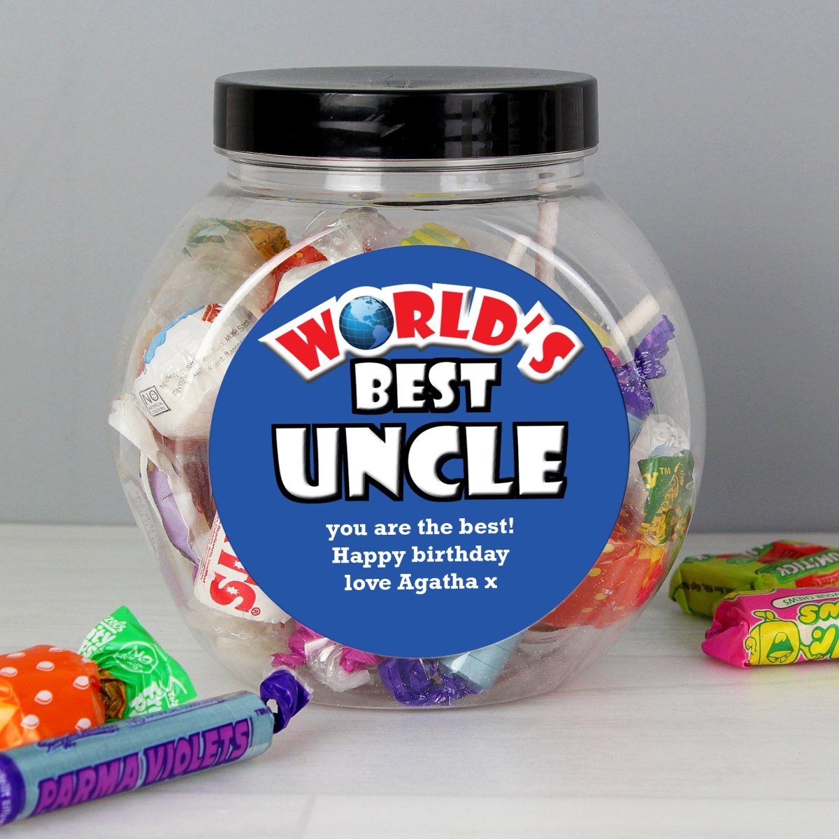 Personalised Blue Worlds Best Sweet Jar
