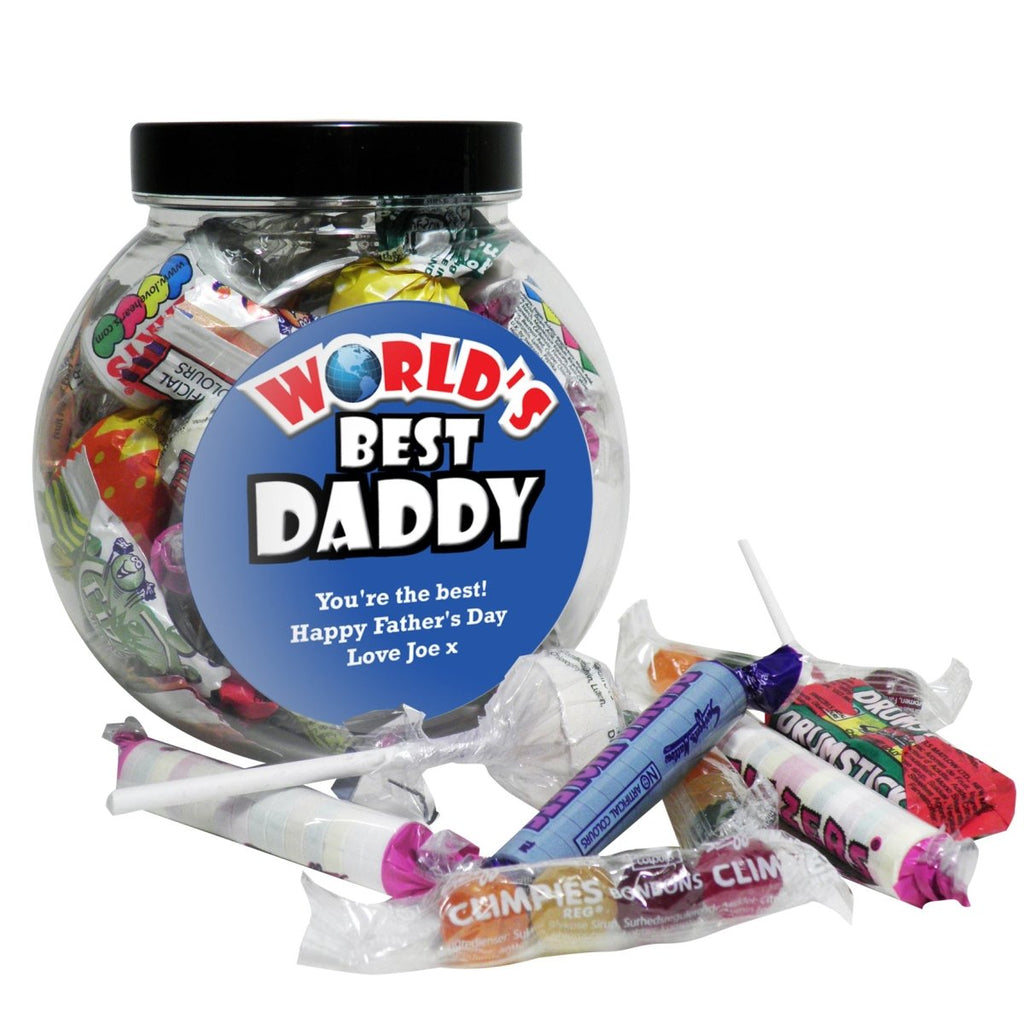 Personalised Blue Worlds Best Sweet Jar