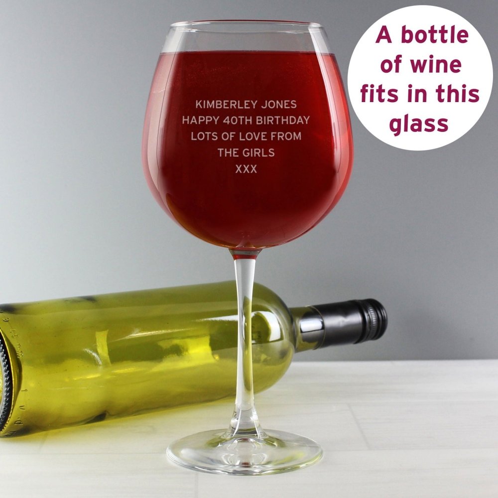 Personalised Bold Statement Bottle Of Wine Glass