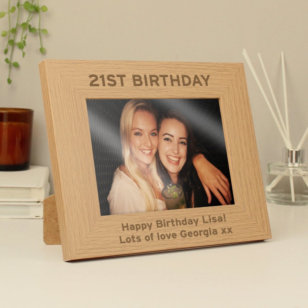 Personalised Bold Text 5x7 Inch Landscape Wooden Photo Frame