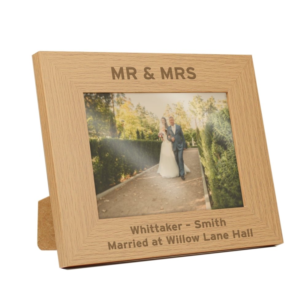 Personalised Bold Text 5x7 Inch Landscape Wooden Photo Frame