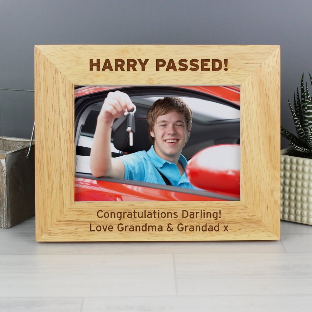 Personalised Bold Text 5x7 Inch Landscape Wooden Photo Frame